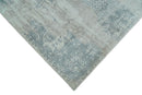 5.8x7.9 Modern Abstract Blue and Brown Hand Loom Wool Rug