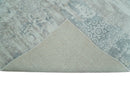 5.8x7.9 Modern Abstract Blue and Brown Hand Loom Wool Rug
