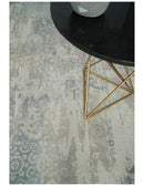5.8x7.9 Modern Abstract Blue and Brown Hand Loom Wool Rug