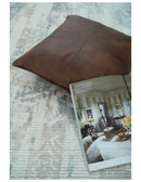 5.8x7.9 Modern Abstract Blue and Brown Hand Loom Wool Rug