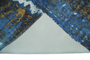 Hand Loom 5.8x8 Modern Abstract Blue and Brown Bamboo Silk Rug