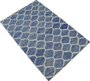 Modern Geometrical Blue Hand Tufted Wool 5x8 Area Rug