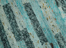 5x8 Modern Geomatical Aqua, Gray and Silver Stripes Design Hand Knotted wool Rug