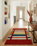 5x8 Multicolor Striped Wool Hand Woven Southwestern Lori Gabbeh Rug