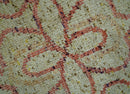 5x8 Olive, Silver and dark Peach Hand Knotted Traditional Floral wool area Rug