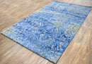 Blue Modern Style Hand Tufted Wool And Viscose 5x8  Area Rug