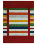 5x8 Multicolor Striped Wool Hand Woven Southwestern Lori Gabbeh Rug
