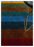 5x8 Multicolor Striped Wool Hand Woven Southwestern Lori Gabbeh Rug