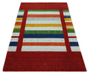 5x8 Multicolor Striped Wool Hand Woven Southwestern Lori Gabbeh Rug