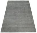 Modern Solid Gray Hand Woven 5x8 Wool and Viscose Rug