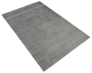 Modern Solid Gray Hand Woven 5x8 Wool and Viscose Rug