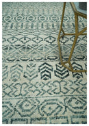 5x8 Teal and Silver Hand Knotted Southwestern Tribal Trellis wool Area Rug