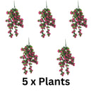Pink Bougainvillea Artificial Hanging Plant Set of 5 35in – UV Resistant
