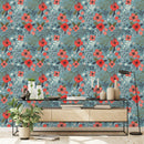 Fashionable Red Flowers Wallpaper Sophisticated