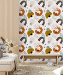 Geometrical Elements with Leaves Wallpaper