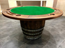 Wine Barrel Poker Set with Removable Dining Top - Game Table & Barrel Chair - Wine Barrel Table for Dining and Poker