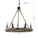 6-Light Farmhouse Wooden Pendant Lighting