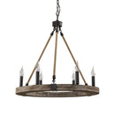 6-Light Farmhouse Wooden Pendant Lighting