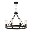 6-Light Wagon Wheel Hanging Lights Modern Chandelier for Living Spaces