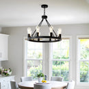 6-Light Wagon Wheel Hanging Lights Modern Chandelier for Living Spaces