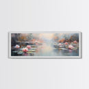 White Water Lilies Fantasy Decor, Framed Canvas Print, Ready To Hang, Floral Wall Art, Home Decor, Springtime Art, Farmhouse Art