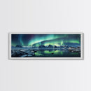 Northern Lights, Aurora Borealis, Framed Canvas Print, Beautiful Alaskan Winter Landscape Painting, Moody Art, Unique Wall Art