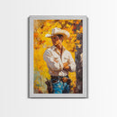 Cowboy with Autumn Foliage Canvas Print, Vibrant Fall Decor, Perfect Fall Wall Art, Seasonal Home Decor, Western Art, Framed Canvas Print