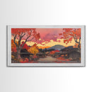 Fall farmhouse wall art, moody landscape, canvas print, rustic Christmas decor, holiday decor, gallery wall, seasonal wall art