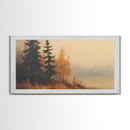 Leaves In Autumn, Framed Canvas Print, Watercolor Landscape Painting, Fall Centerpiece Wall Art