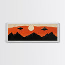 Fun Nursery Decor - Boy's Room Wall Art - Panoramic Flying Saucers or UFOs Art Print - Framed Canvas