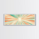 Mid Centery Modern Canvas Print - Framed MCM Style Wall Art, Orange and Green Star Burst - Art Deco Modern Art - Above Sofa Decor