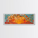 Wood Framed Mid Century Modern Wall Art - Sunset Mosaic Tiles Print - Horizontal Modern Wall Art - Panoramic Above Bed Decor - Boho Wall Art