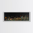 Field of Wildflowers Framed Wall Art Canvas Print, Vintage Botanical Landscape Art, Panoramic Print, Modern Farmhouse Art