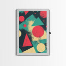 Circles And Triangles, Canvas Print, Retro Abstract Art, Midcentury Modern Style Home Decor, Turquoise Red and Black Wall Art