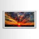 Small Town Life, Framed Canvas Print, Sunset Over A Small Town, Rustic Farmhouse Decor, Photography Style Wall Art