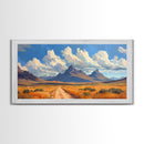 Desert Dirt Roads Framed Canvas Wall Art, Beautiful Arizona Day, Desaturated Wall Art, Rustic Farmhouse Decor, Southwestern Pueblo Art
