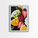 Food Review Kitchen Art, Framed Canvas Print, Antique Still Life Oil Painting Of Fruit, Fruit Still Life, Kitchen Decor, Dining Room Art