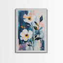 Oil Painting Print of White Flowers, Framed Canvas Print, Floral Art, Botanical Art