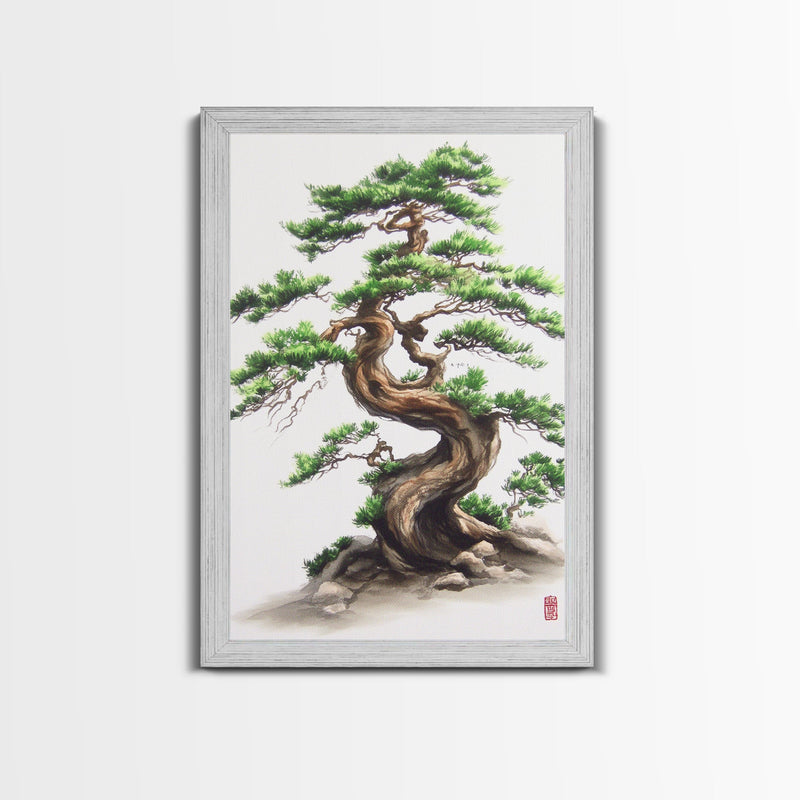 Wabi Sabi Bonzai Tree Watercolor Painting Print, Minimalist Home Decor, Muted Statement Piece, Subdued Wall Art