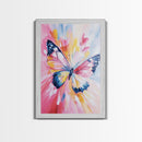 Pink Butterfly Oil Painting Print, Rustic Farmhouse, Boho Home Decor, Preppy Wall Art Dorm Room Wall Art Nursery Wall Art Home Decor