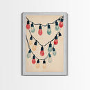 Sketch of Christmas Lights Canvas Print - Framed Canvas - Minimalist Christmas Art - Boho Christmas Art - Rustic Christmas Art