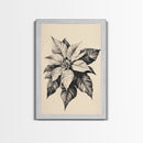 Poinsetta Canvas Print - Framed Canvas - Minimalist Christmas Art - Boho Christmas Art - Rustic Christmas Art