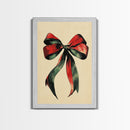 Christmas Bow Canvas Print - Framed Canvas - Minimalist Christmas Art - Boho Christmas Art - Rustic Christmas Art