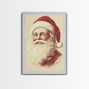 Sainta Clause Painting Canvas Print - Framed Canvas - Minimalist Christmas Art - Boho Christmas Art - Rustic Christmas Art