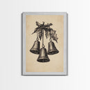 Christmas Bells Canvas Print - Framed Canvas - Minimalist Christmas Art - Boho Christmas Art - Rustic Christmas Art