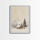Winter Cabin Canvas Print - Framed Canvas - Minimalist Christmas Art - Boho Christmas Art - Rustic Christmas Art - Winter Decor - Cabin Decor
