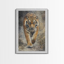 Tiger On The Hunt Framed Canvas Print, Framed Wall Art, Statement Piece, Gift For Him, Father's Day Gift, Tiger Oil Painting