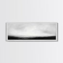 The Sea is Calm Panoramic Canvas Print, Seascape Painting, Black and White Nautical Art, Moody Decor, Muted Art, Subdued Art