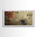 Rain Drops In The Fall, Framed Canvas Print, Thought Provoking Wall Art, Wabi Sabi Style Boho Minimalist Wall Art - Reflections