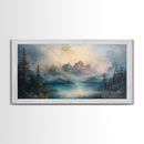Foggy Mountain Forest Landscape Painting Print, Landscape On Canvas Ready Too Hang - Large Panoramic Canvas Wall Art Prints Landscape Art